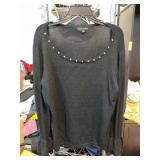 Black Rivet Black Long Sleeve Top, Large