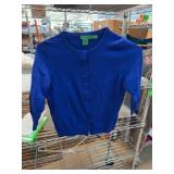 Tibi Blue Silk Blend Cardigan, Size Small