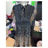 MISCHEN Black Polka Dot Silk Dress, Size 4