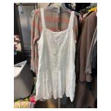 White Eyelet Sleeveless Dress, XL