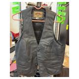 Cavender's Black Leather Vest, Size Medium