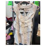 Luluvia White Ruffle Sleeveless Top, Medium