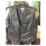 Western Frontier Black Leather Vest, Medium
