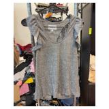 Current/Elliott Gray Ruffle Sleeve Top, Size