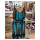 Anthropologie Blue and Olive Dress, Size 6