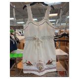 White Cotton Dress with Embroidery, Medium