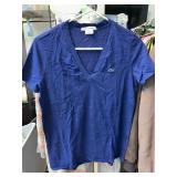 Lacoste Blue V-Neck T-Shirt Size 42
