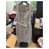 David Meister Plaid Short Sleeve Dress, Size