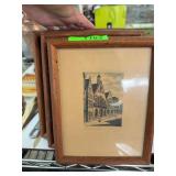 Framed German Cityscape Prints, Set of 3