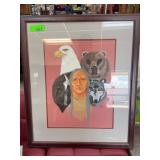 Ken Woodward 1991 Framed Native American Art