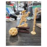 3-Piece Antique Ivory Figurines and Carvings
