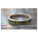 Sterling Silver Band with Green Stones