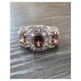 RSC Marked Sterling Silver Ring with Brown &?