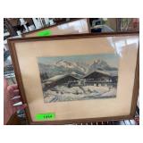 Paul Sollmann Bavarian Mountain Scene Etching