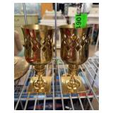 Brass Lattice-Pattern Candlesticks