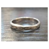 Sterling Silver Band with Geometric Engraving