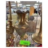 Brass Engraved Vase with Floral Design