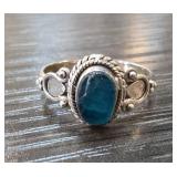 Sterling Silver Ring with Blue Cabochon
