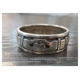 Sterling Silver Claddagh Motif Band Ring