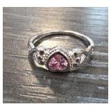 Sterling Silver Ring with Pink Stone