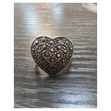 Sterling Silver and Marcasite Heart Ring