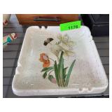 Floral Ceramic Square Ashtray