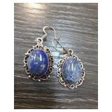 Sterling Silver Earrings with Blue Stone