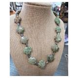 Jadeite Flower Motif Bead Necklace