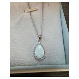 Sterling Silver and Opal Pendant Necklace