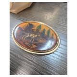 Hand Painted Brass Belt Buckle with Deer