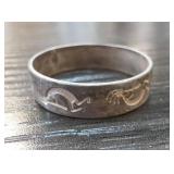 Sterling Silver Band Ring with Engraved Motif