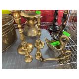 Brass Candle Holders and Swan Shaped Scoop