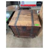 Wooden Storage Chest with Metal Straps, 26.5'