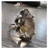 Sterling Silver Ring with Marquise Topaz