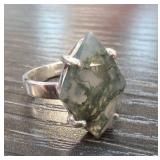 Sterling Silver Ring With Moss Agate Stone