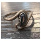 Sterling Silver Ring with Dark Stone