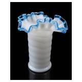 Fenton Art Glass 'Aqua Crest' Ribbed Vase