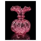 Fenton Cranberry Opalescent Melon Vase