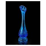 Fenton Blue Colonial Hobnail Swung Vase