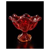 Viking Glass Epic Amberina Compote Bowl, 1960