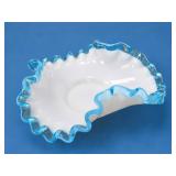 Fenton Aqua Crest Ruffled Candy Dish