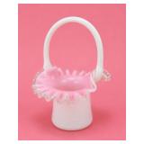Fenton Art Glass Peach Crest Top Hat Basket