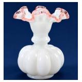 Fenton Rose Crest Plain Melon Vase