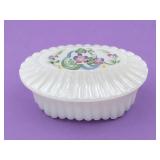 Fenton Hand-Painted Violets Opalescent Trinket Box