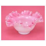 Pink Ruffled Edge Glass Bowl