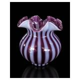 Fenton Amethyst Opalescent Rib Optic Vase