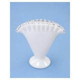 Fenton Silver Crest Fan Vase, Vintage Art Glass