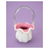 Fenton Peach Crest Melon Basket, 1942-1947