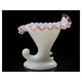 Fenton Rose Crest Cornucopia Vase Model 951