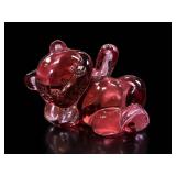 Fenton Rosalene Glass Playful Bear Cub Figure